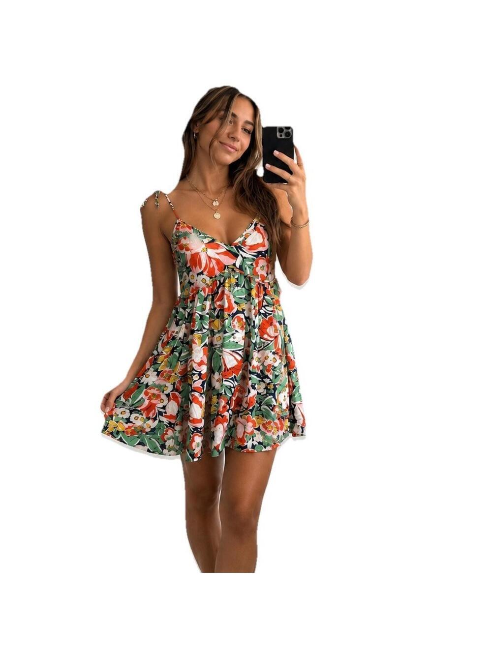 Patrons of Peace Malibu Floral Mini Dress XS Boho Tropical Babydoll Beachy